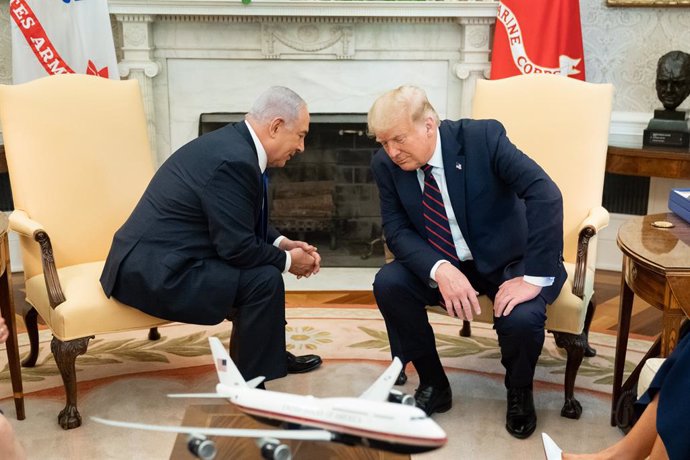 Archivo - Sep 15, 2020 - Washington, District of Columbia, U.S. - President Donald J. Trump and Israeli Prime Minister Benjamin Netanyahu speak candidly Tuesday at the White House.