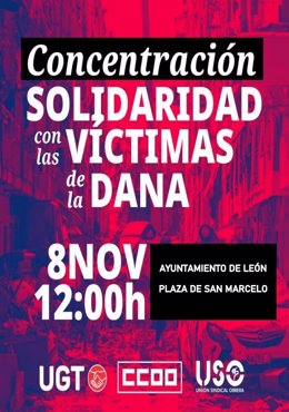 Convocatoria de concentración de los sindicatos en apoyo a las víctimas de la DANA.