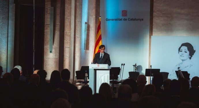 El presidente de la Generalitat, Salvador Illa, durante la clausura del centenario