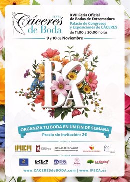 Cartel de la XVII Feria Cáceres de Boda que se celebra este fin de semana en el Palacio de Congresos de la capital cacereña