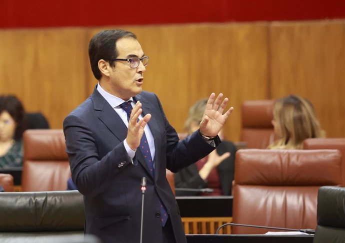 El consejero de Justicia, José Antonio Nieto, en el Pleno del Parlamento de Andalucía del 7 de noviembre de 2024.