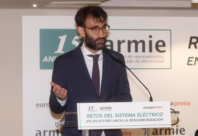 El director general de Planificación y Coordinación Energética, Víctor Marcos Morell, durante el encuentro informativo ARMIE organizado por Europa Press sobre los retos de sistema eléctrico.