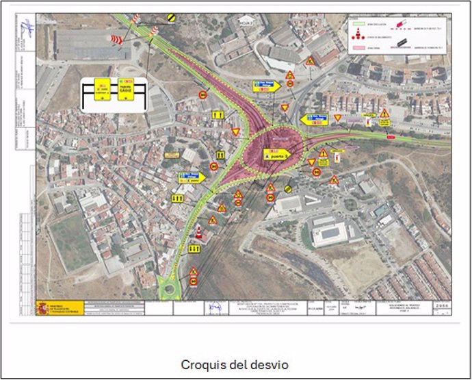 Croquis de los desvíos de tráfico por las obras en el acceso sur del Puerto de Algeciras.