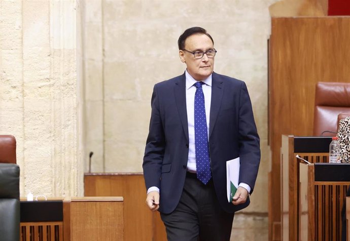 El consejero de Universidad de la Junta de Andalucía, José Carlos Gómez Villamandos, en el Pleno del Parlamento del 7 de noviembre de 2024.