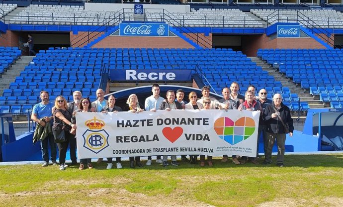 Presentación de la campaña de promoción para la donación de órganos renovada entre el Recreativo de Huelva y la Coordinadora de Transplantes.