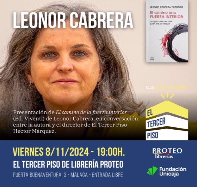 Cartel de la presentación del libro 'El camino de la fuerza interior' de Leonor Cabrera.