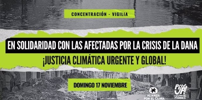 Alianza por el Clima convoca el 17 de noviembre una "vigilia solidaria" con los afectados por la DANA.