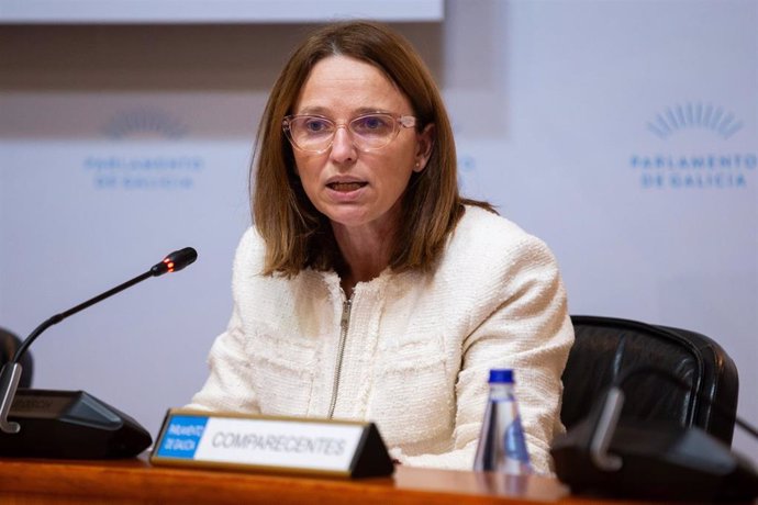 La directora de la Axencia Galega de Innovación, Carmen Cotelo, comparece ante la Comisión de Orzamentos del Parlamento de Galicia, en Santiago