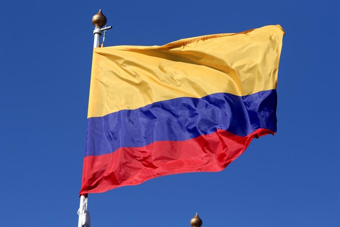 Archivo - June 9, 2024, Saint Petersburg, Russia: The flag of the Republic of Colombia seen in the gallery of flags of the participating countries in the framework of St. Petersburg International Economic Forum 2024