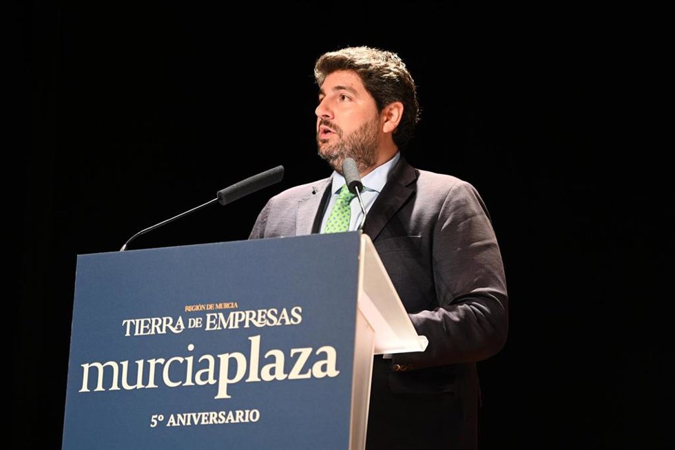 El Jefe Del Ejecutivo Regional, Fernando López Miras, Interviene En El Acto Con Motivo Del Quinto Aniversario Del Diario Murcia Plaza
