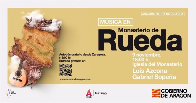 Cartel del concierto del dúo Mejor Sordo y Gabriel Sopeña en el Monasterio de Rueda.