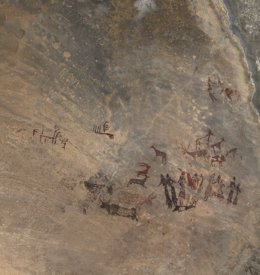 Imagen de archivo - Pinturas rupestres de la Roca dels Moros de El Cogul