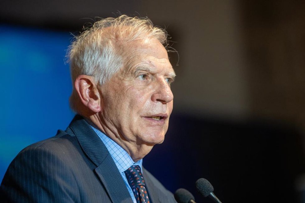 El alto representante de la UE para Asuntos Exteriores, Josep Borrell, interviene durante la clausura de la conferencia del IEMed sobre el conflicto en Oriente Medio, en el Museu Maritim, a 27 de octubre de 2024, en Barcelona, Cataluña (España). La Conf