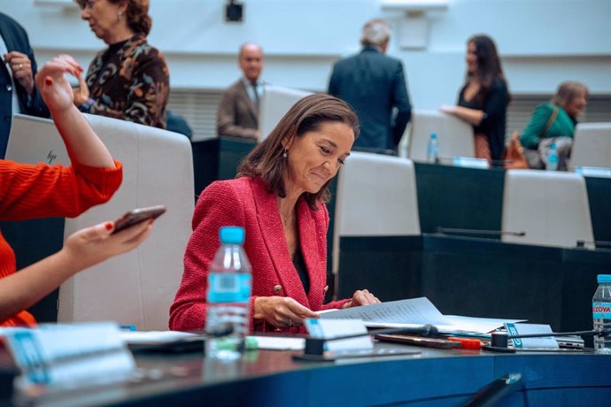 La portavoz del Grupo Municipal Socialista de Madrid, Reyes Maroto Illera, durante un pleno del Ayuntamiento de Madrid 