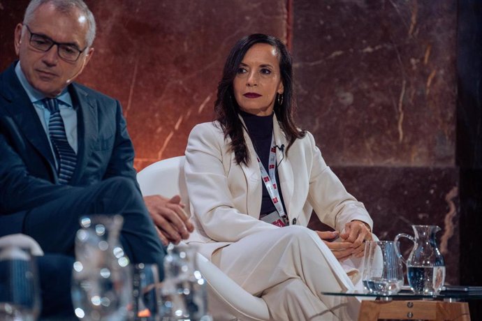  La presidenta de Redeia, Beatriz Corredor, durante el acto de la CNMV para celebrar su 35º aniversario. 