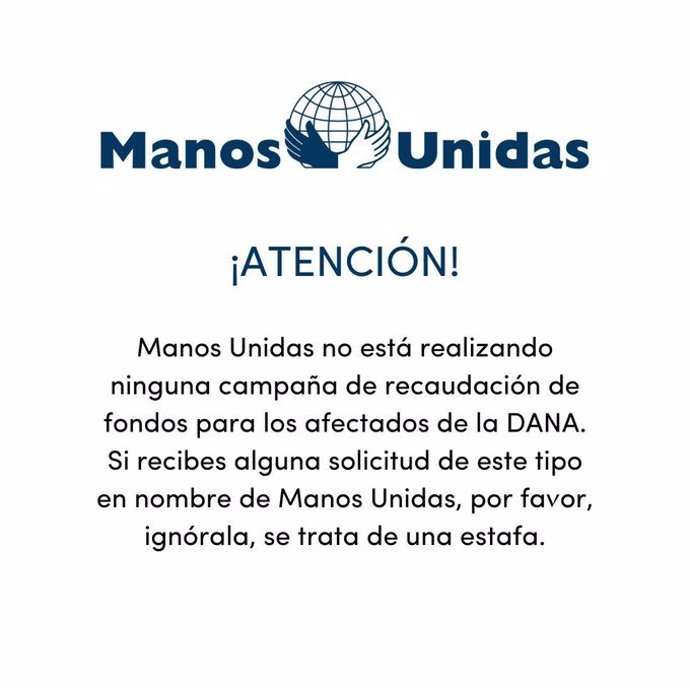 Aviso de Manos Unidas.