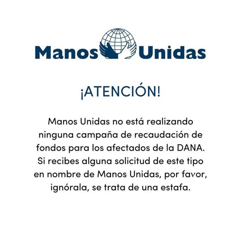 Aviso de Manos Unidas.