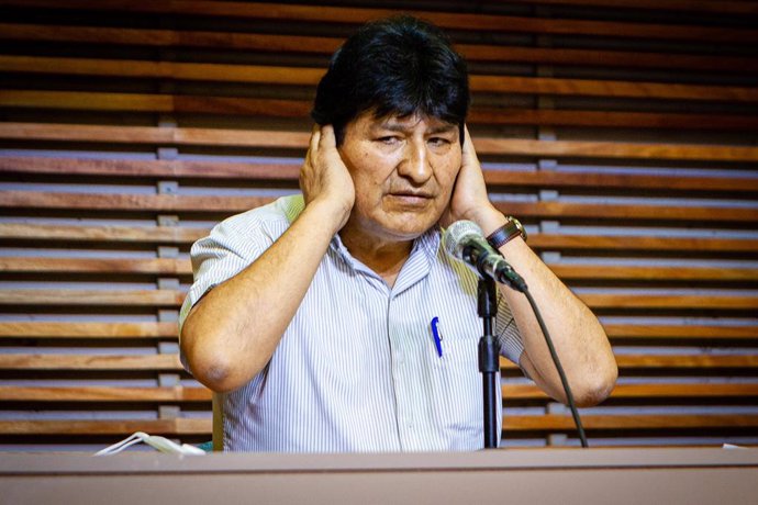 Archivo - November 7, 2020, Buenos Aires, Argentina: EVO MORALES, President of Bolivia, gives a farewell press conference to thank and say goodbye to Argentina, a country where he has been a political exile since November 11, 2019. On Monday he will retur