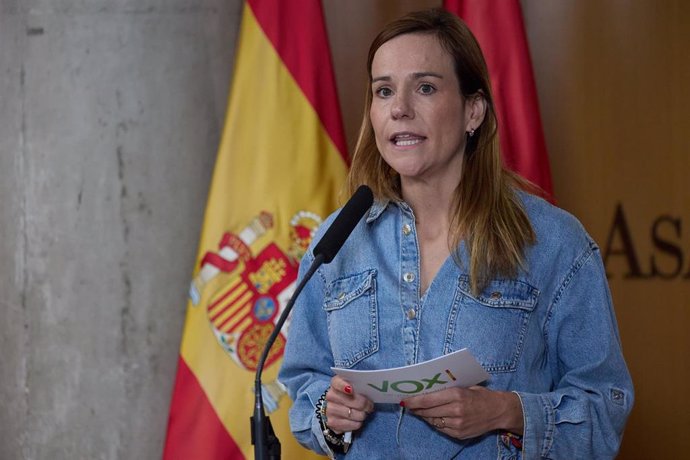 La nueva portavoz de VOX en la asamblea, Isabel Pérez Moñino-Aranda, durante un pleno en la Asamblea de Madrid, a 17 de octubre de 2024, en Madrid (España).