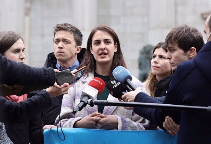 Archivo - La portavoz de Más Madrid en el ayuntamiento de Madrid, Rita Maestre, interviene ante los medios de comunicación junto al exportavoz de Sumar Íñigo Errejón