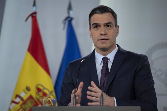 Archivo - Comparecencia del presidente del Gobierno de España, Pedro Sánchez