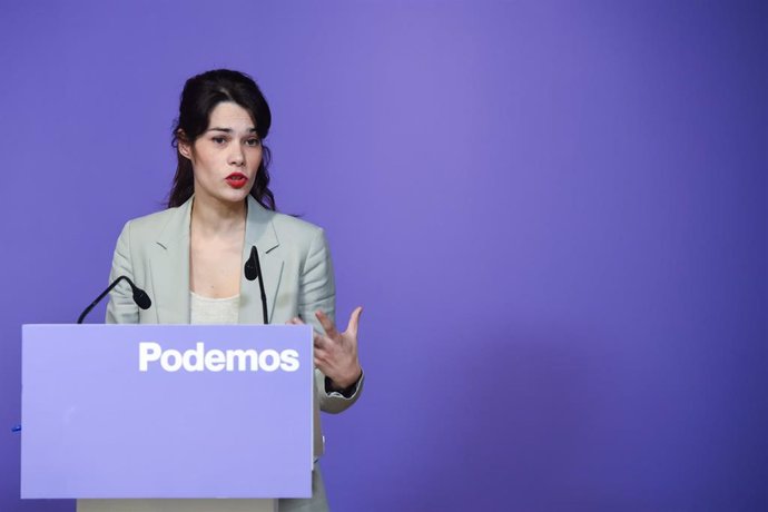 Archivo - La portavoz de Podemos, Isabel Serra, durante una rueda de prensa de Podemos, en la sede de Podemos, a 29 de enero de 2024, en Madrid (España). La secretaria general de Podemos, Ione Belarra, ha propuesto al coportavoz, Pablo Fernández, como nue