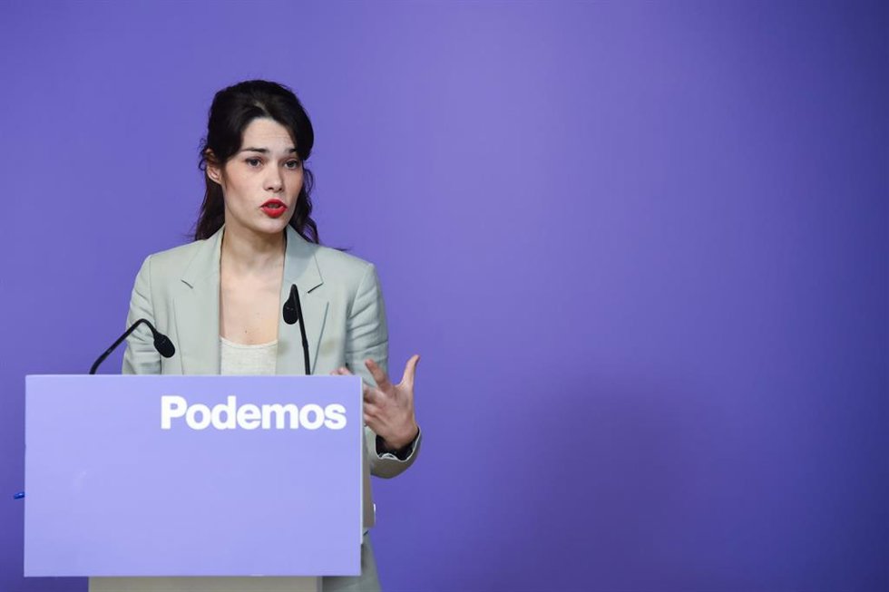 Archivo - La portavoz de Podemos, Isabel Serra, durante una rueda de prensa de Podemos, en la sede de Podemos, a 29 de enero de 2024, en Madrid (España). La secretaria general de Podemos, Ione Belarra, ha propuesto al coportavoz, Pablo Fernández, como n