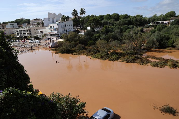 Inundaciones en Porto Cristo como consecuencias de las lluvias, a 28 de octubre de 2024, Porto Cristo, Manacor, Mallorca, Baleares (España).