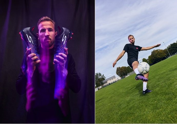 El delantero inglés del Bayern de Múnich Harry Kane calza las botas de fútbol de Skechers.