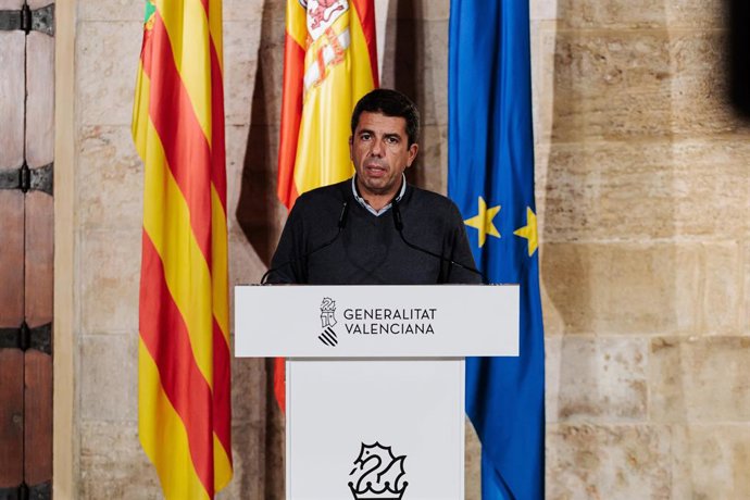 El president de la Generalitat valenciana, Carlos Mazón,  en imatge d'arxiu del 4 de novembre després de la DANA