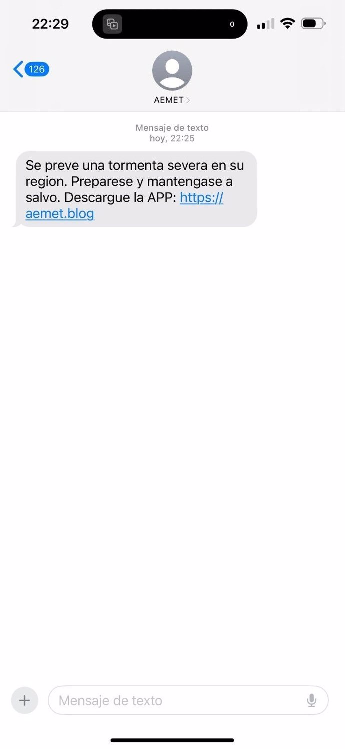 AEMET avisa que nunca envía SMS y recuerda que su 'app' sólo puede descargarse de las 'stores' oficiales.