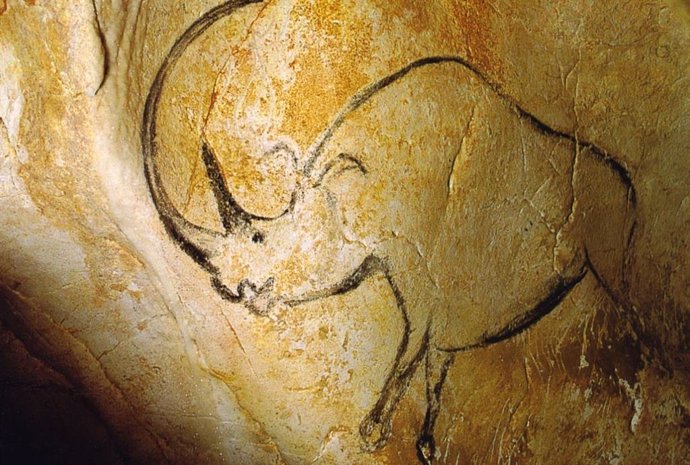 Rinoceronte lanudo pintado en la cueva de Chauvet