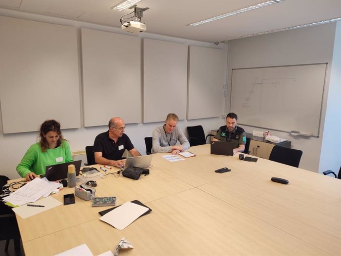 Sala de coordinación del simulacro, ubicada en la sede de la Conselleria de Agricultura en Girona