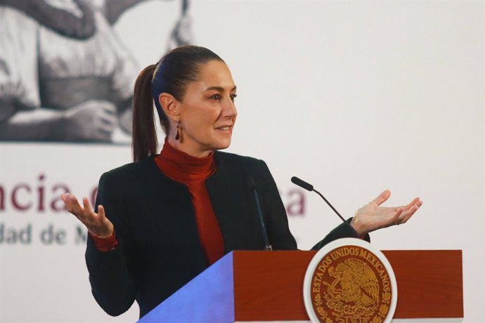 November 4, 2024, Mexico City, Cdmx, Mexico: Claudia Sheinbaum Pardo, President of Mexico, speaks during a briefing conference where she talk about the  United States electoral process, at  the National Palace. on November 4, 2024 in Mexico City, Mexico.