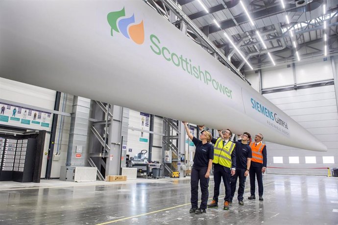 Pala de un aerogenerador marino de ScottishPower y Siemens Gamesa