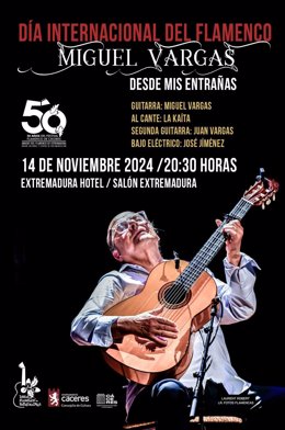 Cartel del concierto de Miguel Vargas en Cáceres