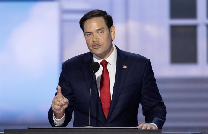 Archivo - July 16, 2024, Milwaukee, Wisconsin, USA: United States Senator Marco Rubio (Republican of Florida) makes remarks during Day 2 of the 2024 Republican National Convention at the Fiserv Forum in Milwaukee, Wisconsin on Tuesday, July 16, 2024