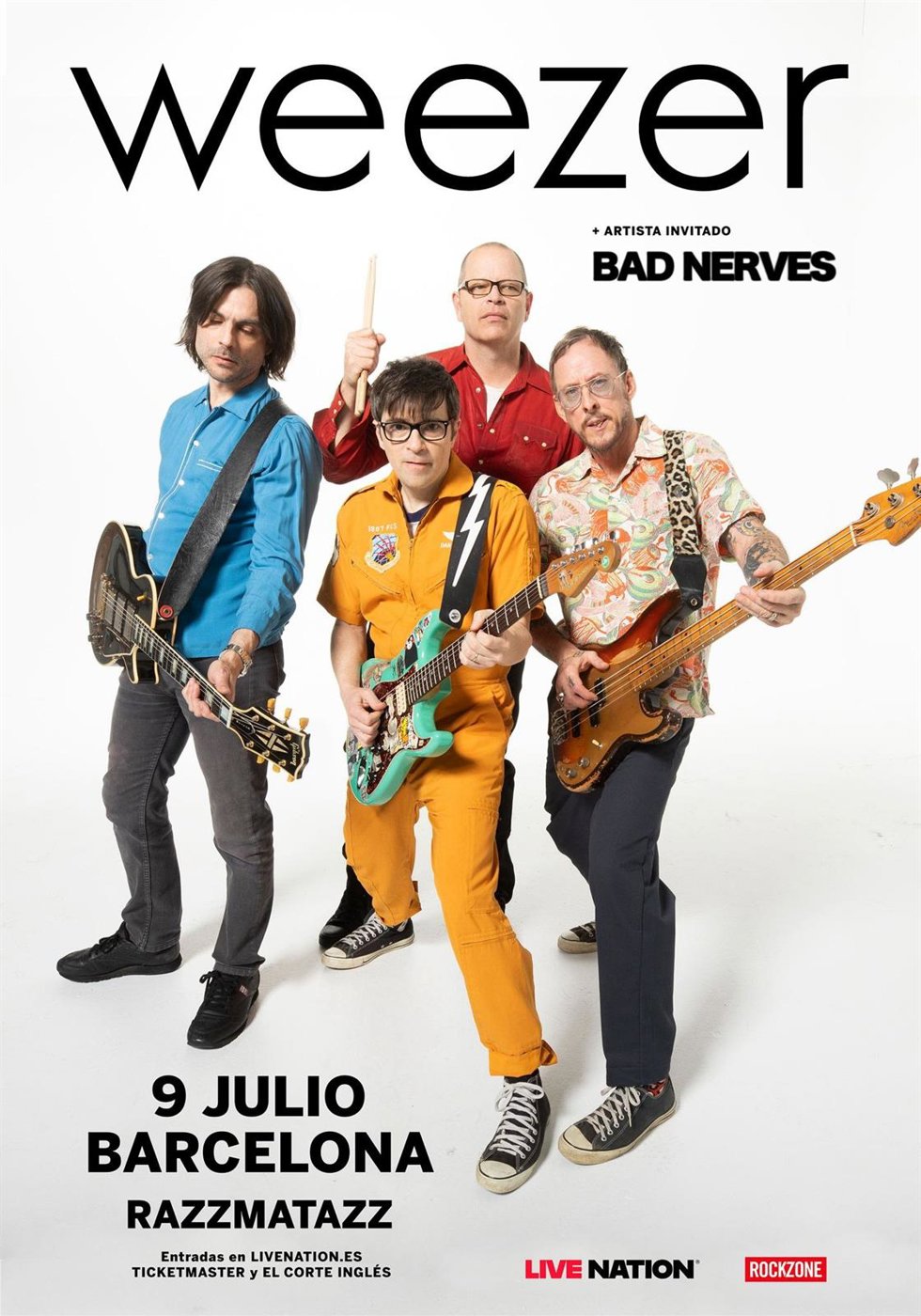 Cartel de Weezer para el 9 de julio en Barcelona