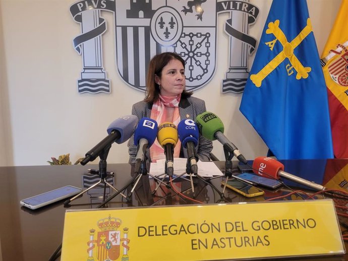 La Delegada del Gobierno, Adriana Lastra, en rueda de prensa.