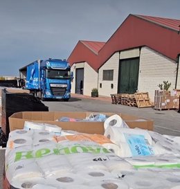 Camión con ayuda para los afectados de la DANA que ha salido desde Cáceres