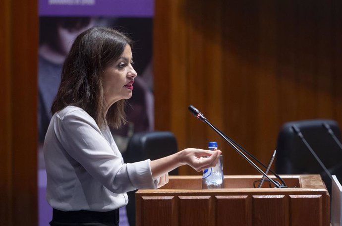 La ministra de Juventud e Infancia, Sira Rego, interviene durante la jornada 'Towards Barnahus Spain Phase II', en el Ministerio de Juventud e Infancia, a 25 de octubre de 2024, en Madrid (España). 