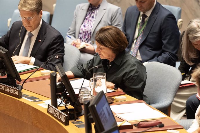 Archivo - September 4, 2024, New York, New York, United States: Rosemary DiCarlo, Under-Secretary-General for Political and Peacebuilding Affairs speaks during Security Council meeting on situation in Middle East including Palestinian question at UN Headq