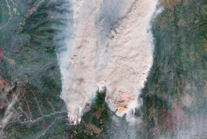 Imagen desde el espacio de uno de los grandes incendios que asolaron Canadá en 2023