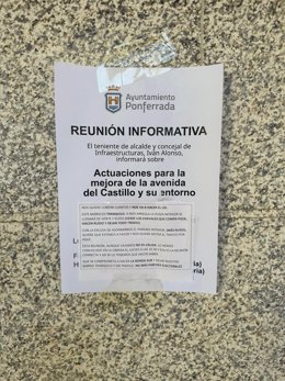 Pasquín aparecido en los carteles de convocatoria de la reunión que fue denunciado por el Ayuntamiento de Ponferrada (León).