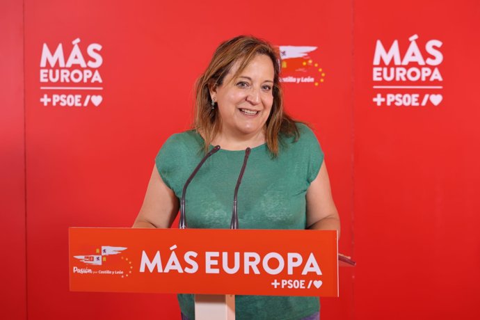 La 'número dos' de la candidatura europea del PSOE y presidenta del Grupo de la Alianza Progresista de Socialistas y Demócratas en el Parlamento Europeo, Iratxe García, este sábado en un acto en Soria