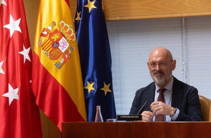 El rector de la Universidad Complutense de Madrid, Joaquín Goyache, durante la Comisión de Investigación sobre programas de cátedras y postgrados de la Universidad Complutense de Madrid 