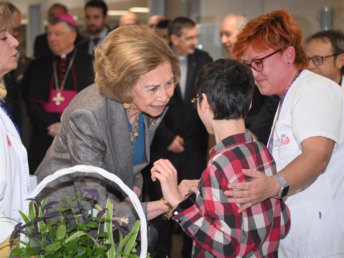 La Reina Sofía durante la visita de la Fundación Instituto San José, a 13 de noviembre de 2024, en Madrid (España). Con motivo del 125º aniversario, doña Sofía ha sido informada sobre la evolución del Hospital y todos sus nuevos proyectos.