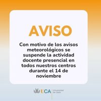 La Universidad de Cádiz suspende la actividad académica presencial para este jueves ante la alerta por lluvias