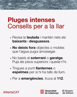 Consells en cas de pluges intenses i risc d'inundació