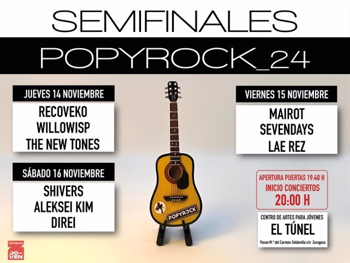 Cartel de las semifinales del Concurso Popyrock 2024.